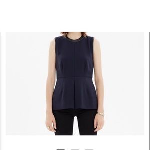 NWT Madewell navy leather trim peplum sleeveless